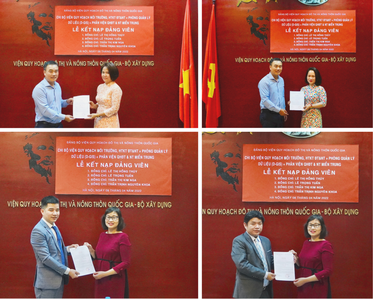 Chi bộ Viện QH Môi trường, HTKTĐTNT, GIS và Phân viện QHĐTNT miền Trung tổ chức kết nạp đảng viên