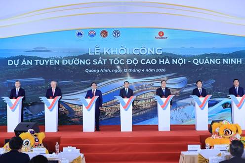 Thủ tướng Lê Minh Hưng dự lễ khởi công tuyến đường sắt tốc độ cao Hà Nội-Quảng Ninh